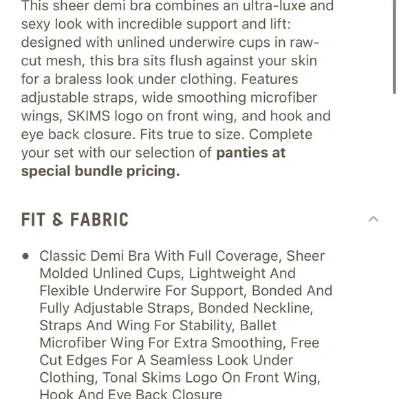 SKIMS | WEIGHTLESS DEMI BRA | ONYX / 36 / DD - Picture 9 of 11